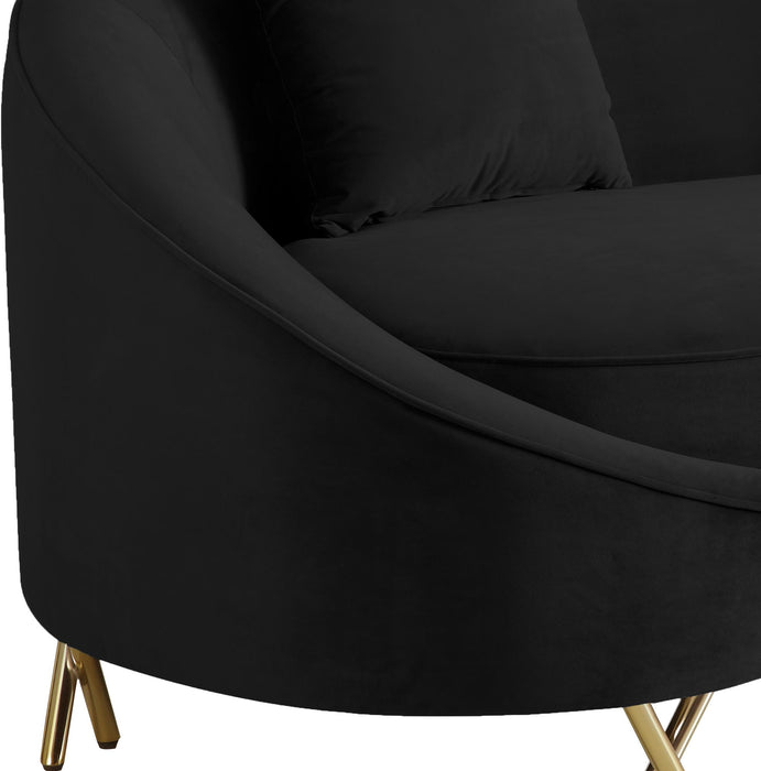 Serpentine Black Velvet Sofa - All Brands Furniture (NJ)