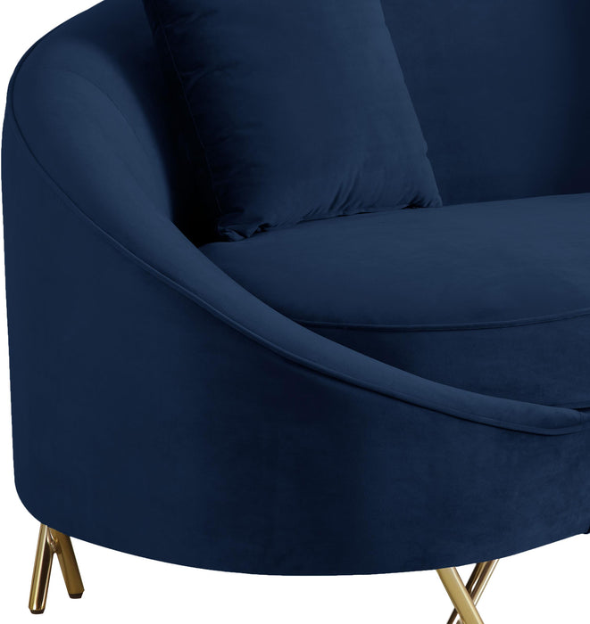 Serpentine Navy Velvet Sofa - All Brands Furniture (NJ)