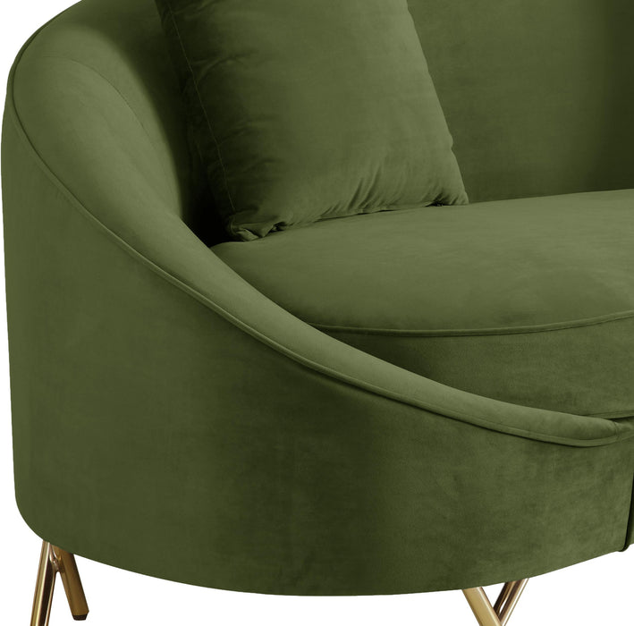 Serpentine Olive Velvet Sofa - All Brands Furniture (NJ)