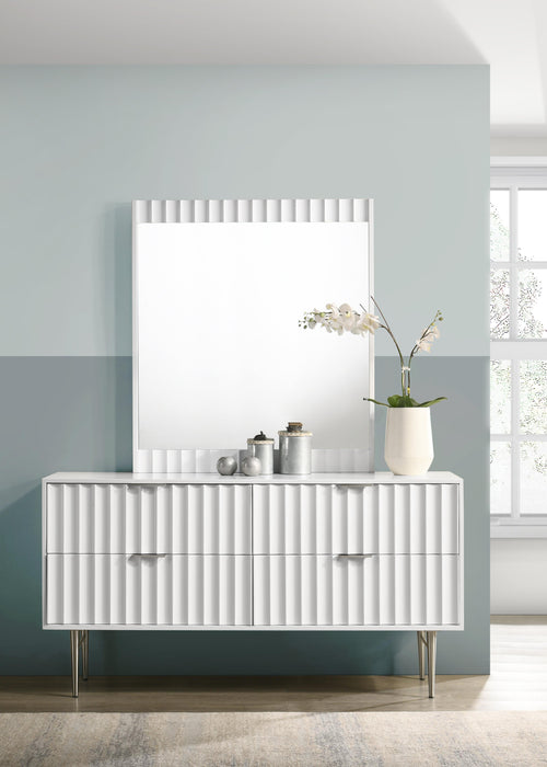 Modernist White Gloss Mirror - All Brands Furniture (NJ)