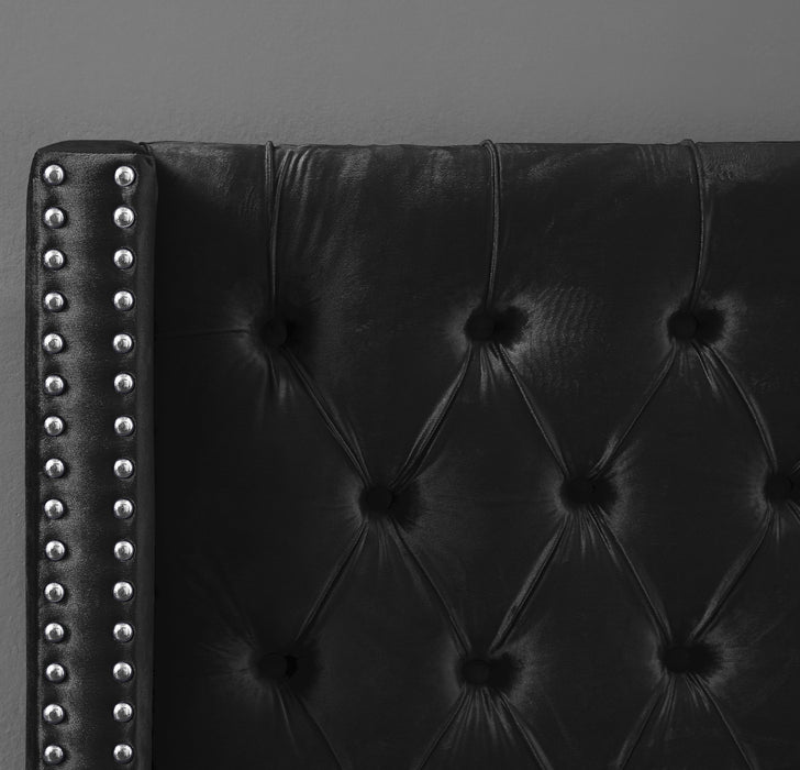 Aiden Black Velvet Full Bed - All Brands Furniture (NJ)