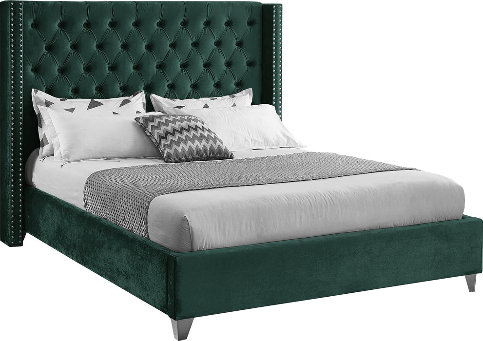 Aiden Green Velvet Queen Bed - All Brands Furniture (NJ)