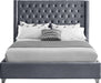 Aiden Grey Velvet King Bed - All Brands Furniture (NJ)