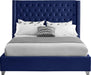 Aiden Navy Velvet Queen Bed - All Brands Furniture (NJ)