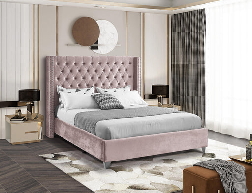 Aiden Pink Velvet Queen Bed - All Brands Furniture (NJ)