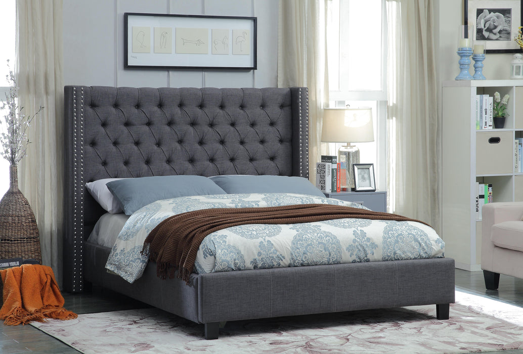 Ashton Grey Linen King Bed - All Brands Furniture (NJ)