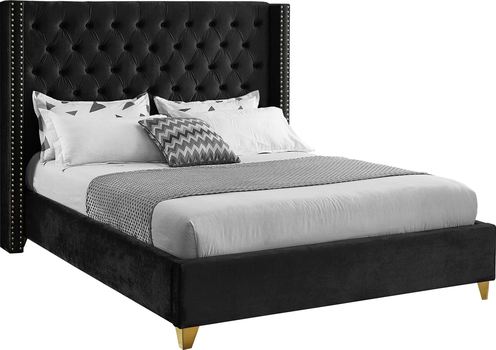 Barolo Black Velvet King Bed - All Brands Furniture (NJ)