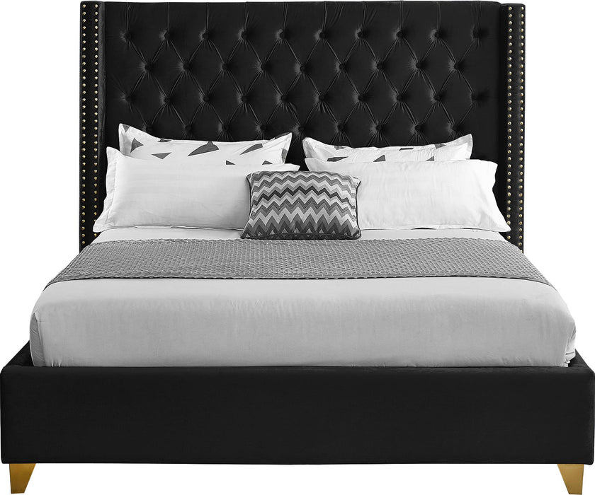 Barolo Black Velvet King Bed - All Brands Furniture (NJ)