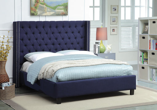 Ashton Navy Linen Queen Bed - All Brands Furniture (NJ)
