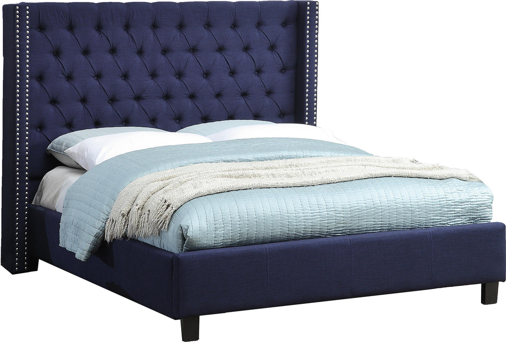 Ashton Navy Linen King Bed - All Brands Furniture (NJ)