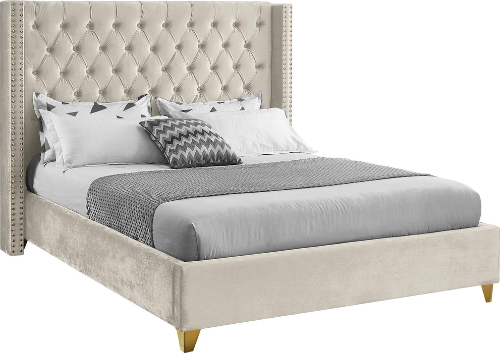 Barolo Cream Velvet King Bed - All Brands Furniture (NJ)