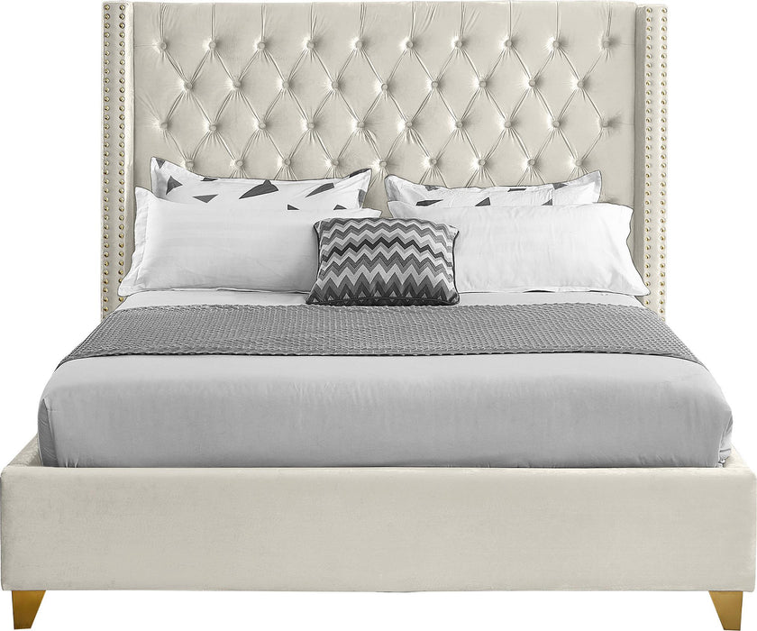 Barolo Cream Velvet Queen Bed