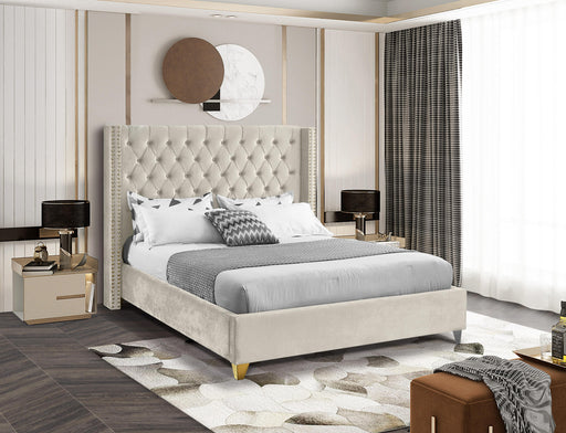 Barolo Cream Velvet Queen Bed - All Brands Furniture (NJ)
