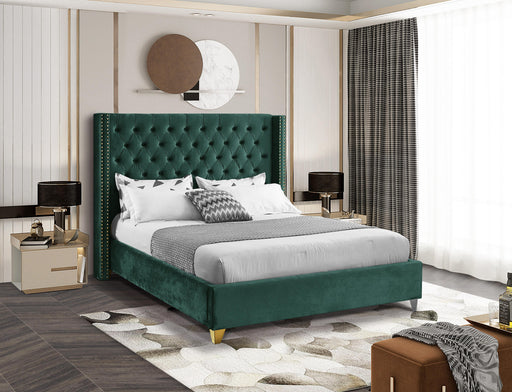 Barolo Green Velvet Queen Bed - All Brands Furniture (NJ)