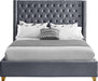 Barolo Grey Velvet Queen Bed - All Brands Furniture (NJ)