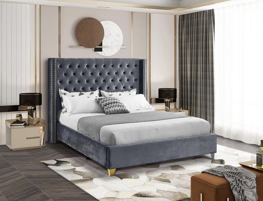 Barolo Grey Velvet Queen Bed - All Brands Furniture (NJ)