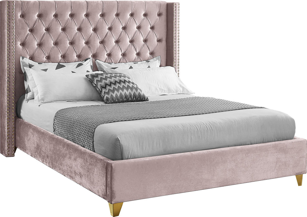 Barolo Pink Velvet Queen Bed - All Brands Furniture (NJ)