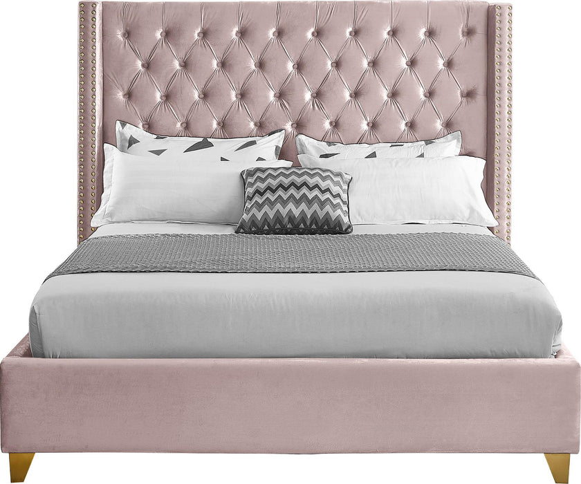 Barolo Pink Velvet Queen Bed - All Brands Furniture (NJ)