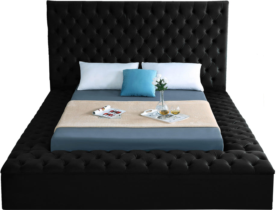 Bliss Black Velvet King Bed (3 Boxes) - All Brands Furniture (NJ)