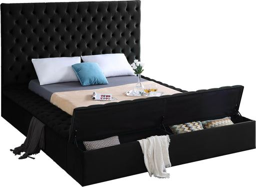 Bliss Black Velvet Queen Bed (3 Boxes) - All Brands Furniture (NJ)