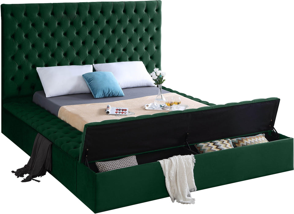 Bliss Green Velvet King Bed (3 Boxes) - All Brands Furniture (NJ)