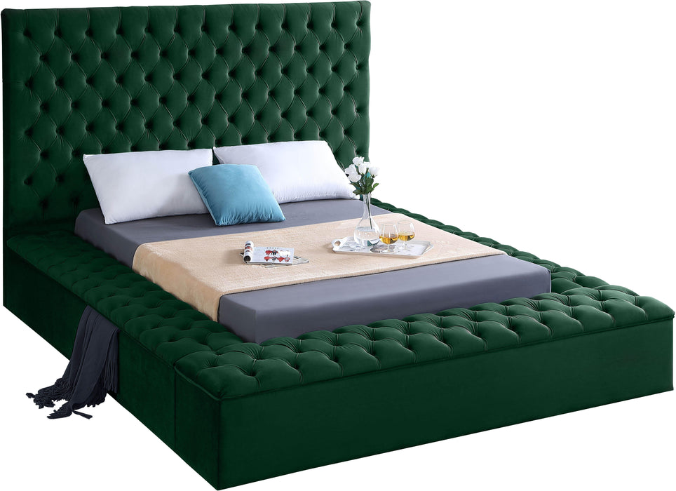 Bliss Green Velvet King Bed (3 Boxes) - All Brands Furniture (NJ)