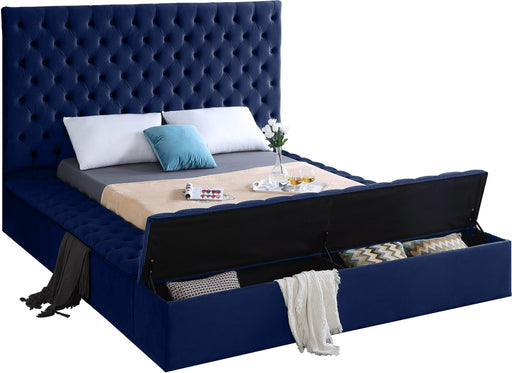Bliss Navy Velvet Queen Bed (3 Boxes) - All Brands Furniture (NJ)