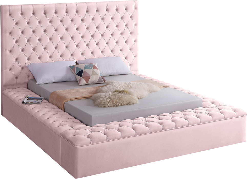 Bliss Pink Velvet King Bed (3 Boxes) - All Brands Furniture (NJ)