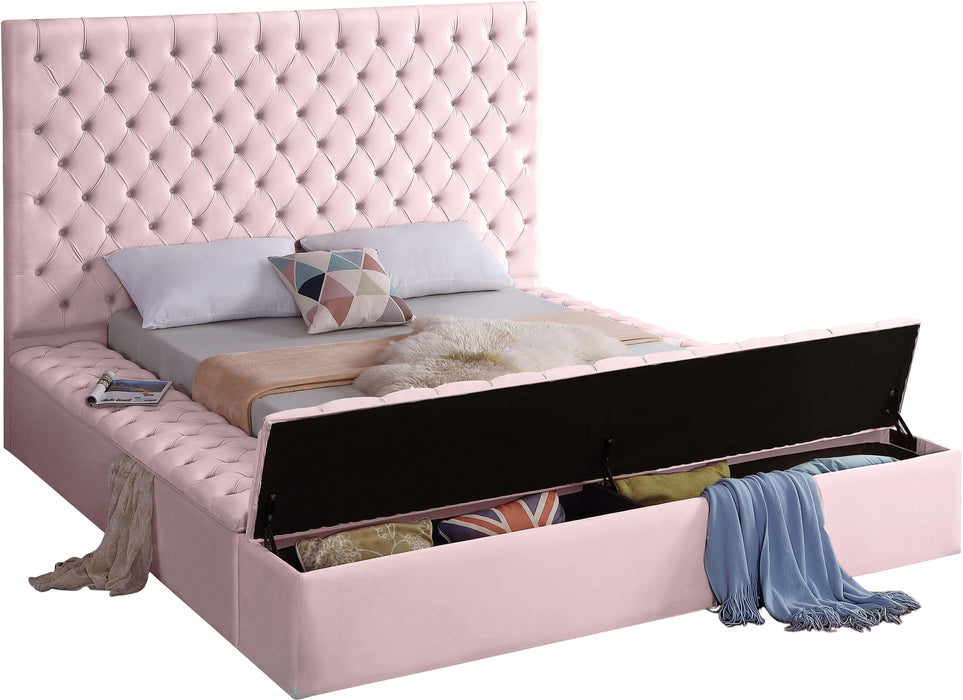 Bliss Pink Velvet King Bed (3 Boxes) - All Brands Furniture (NJ)