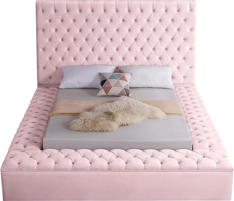Bliss Pink Velvet King Bed (3 Boxes) - All Brands Furniture (NJ)