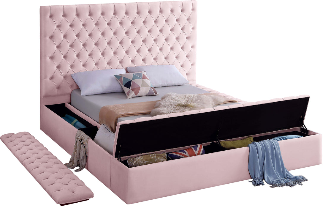 Bliss Pink Velvet King Bed (3 Boxes) - All Brands Furniture (NJ)