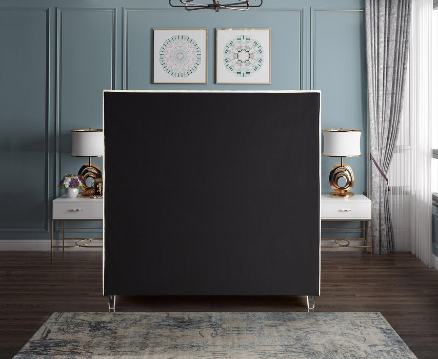 Candace Cream Velvet Queen Bed - All Brands Furniture (NJ)