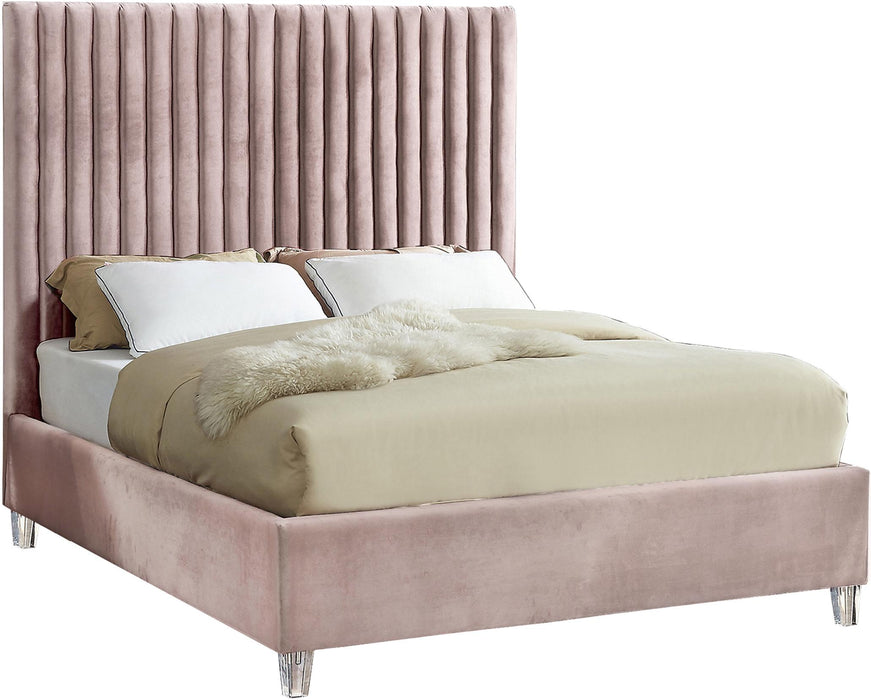 Candace Pink Velvet Queen Bed - All Brands Furniture (NJ)
