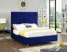 Candace Navy Velvet Queen Bed - All Brands Furniture (NJ)