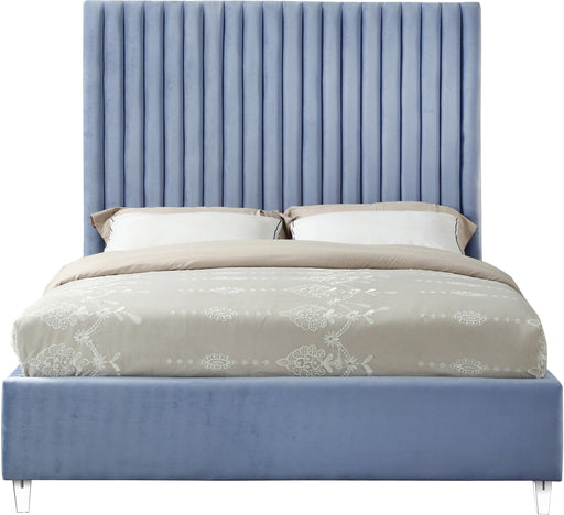 Candace Sky Blue Velvet King Bed - All Brands Furniture (NJ)