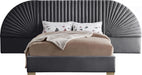 Cleo Grey Velvet Queen Bed (3 Boxes) - All Brands Furniture (NJ)