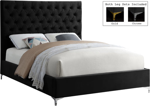 Cruz Black Velvet Queen Bed - All Brands Furniture (NJ)