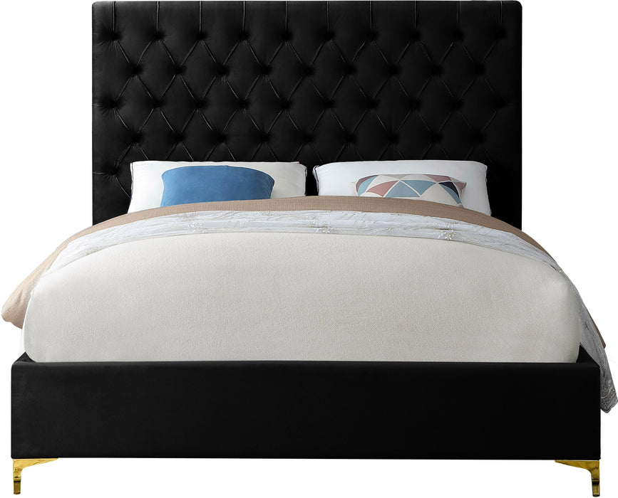 Cruz Black Velvet Queen Bed - All Brands Furniture (NJ)