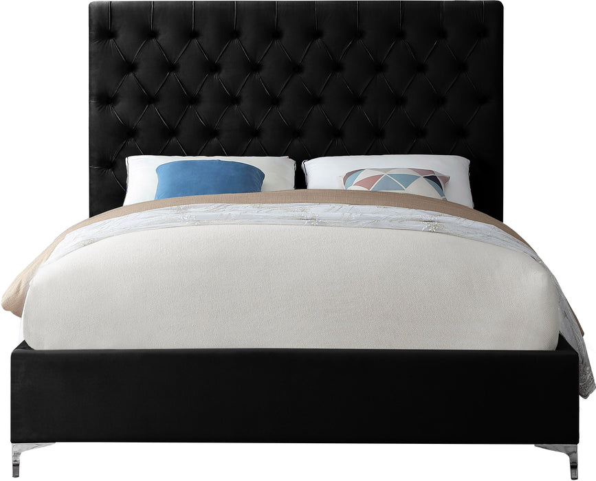 Cruz Black Velvet Queen Bed - All Brands Furniture (NJ)