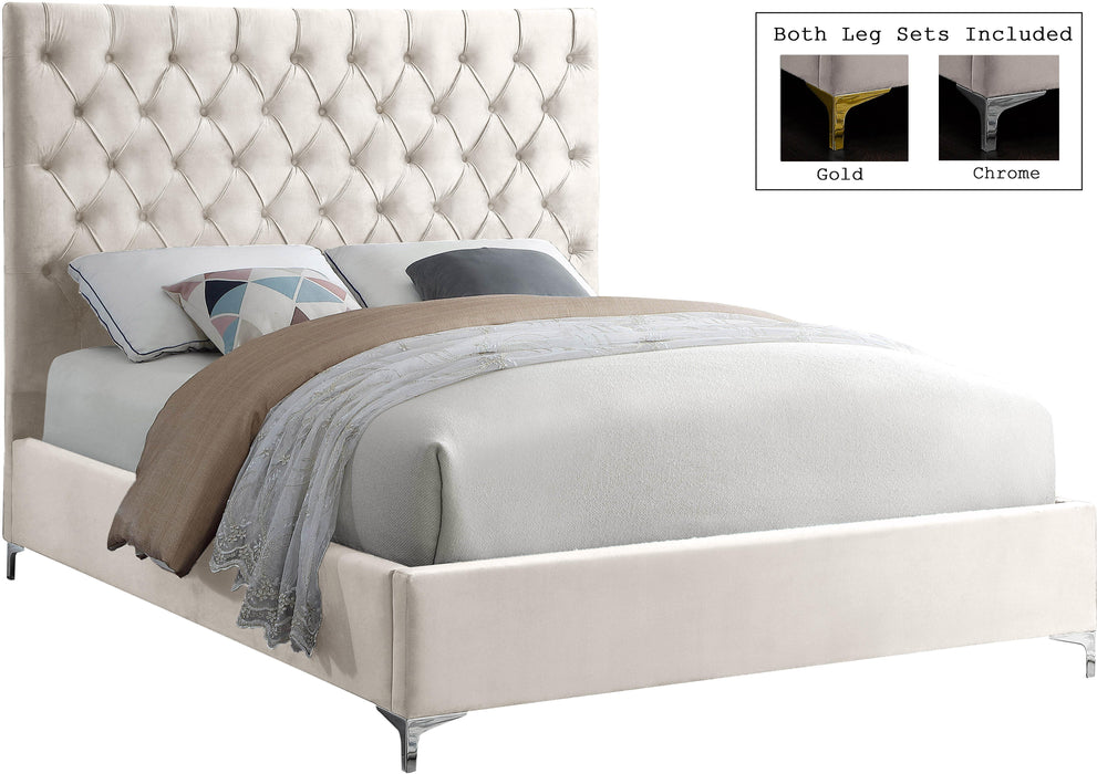 Cruz Cream Velvet King Bed - All Brands Furniture (NJ)