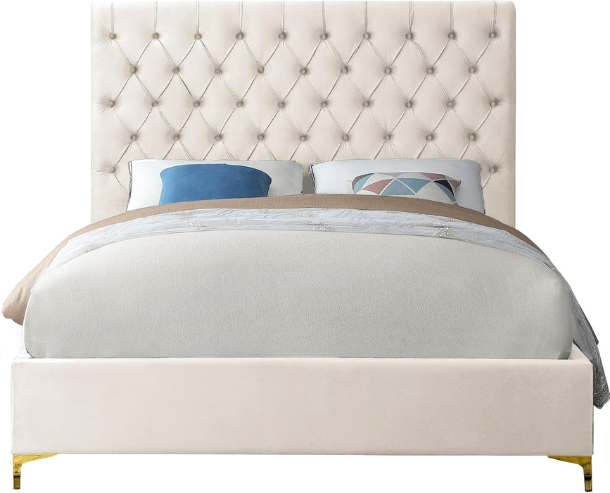 Cruz Cream Velvet King Bed - All Brands Furniture (NJ)