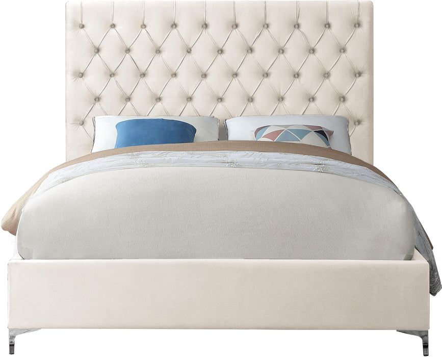 Cruz Cream Velvet King Bed - All Brands Furniture (NJ)