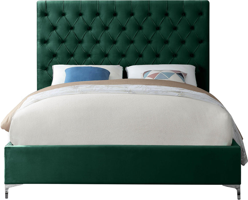 Cruz Green Velvet Queen Bed - All Brands Furniture (NJ)