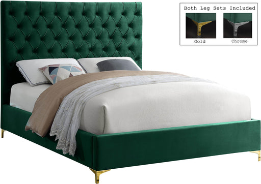 Cruz Green Velvet Queen Bed - All Brands Furniture (NJ)