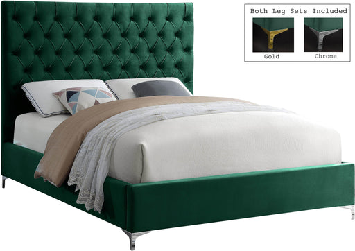 Cruz Green Velvet Queen Bed - All Brands Furniture (NJ)
