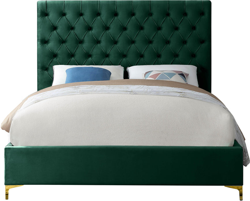 Cruz Green Velvet Queen Bed - All Brands Furniture (NJ)