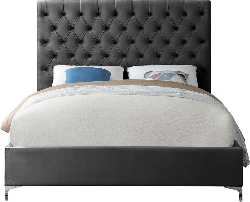 Cruz Grey Velvet Queen Bed - All Brands Furniture (NJ)
