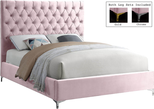 Cruz Pink Velvet King Bed - All Brands Furniture (NJ)