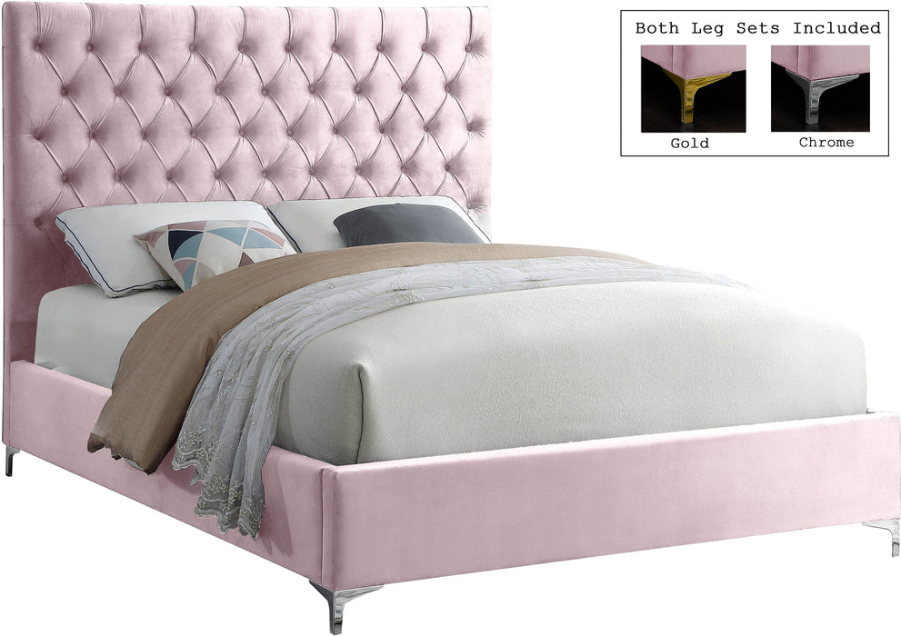 Cruz Pink Velvet King Bed