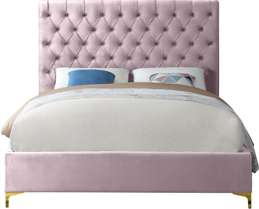 Cruz Pink Velvet King Bed - All Brands Furniture (NJ)